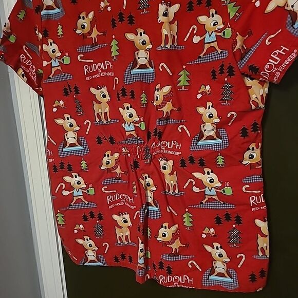 Rudolph the Red Nose Reindeer  Scrub Top - Picture 7 of 8